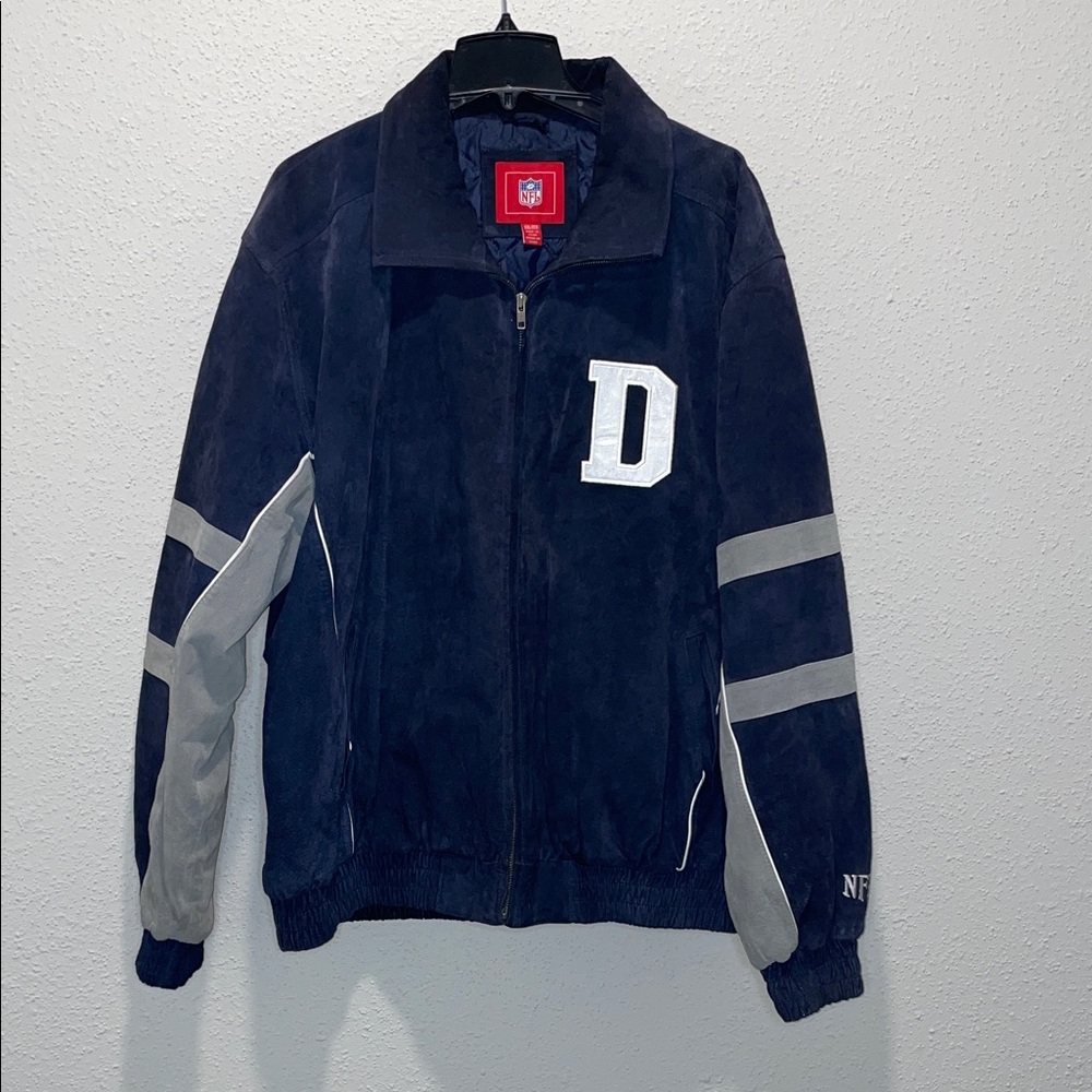NFL Dallas Cowboys Navy and Gray Suede Jacket